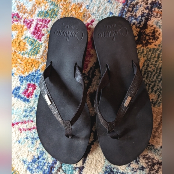 Reef - Star Cushion Sandals - Black Glitter - Size 9 - Picture 9 of 14